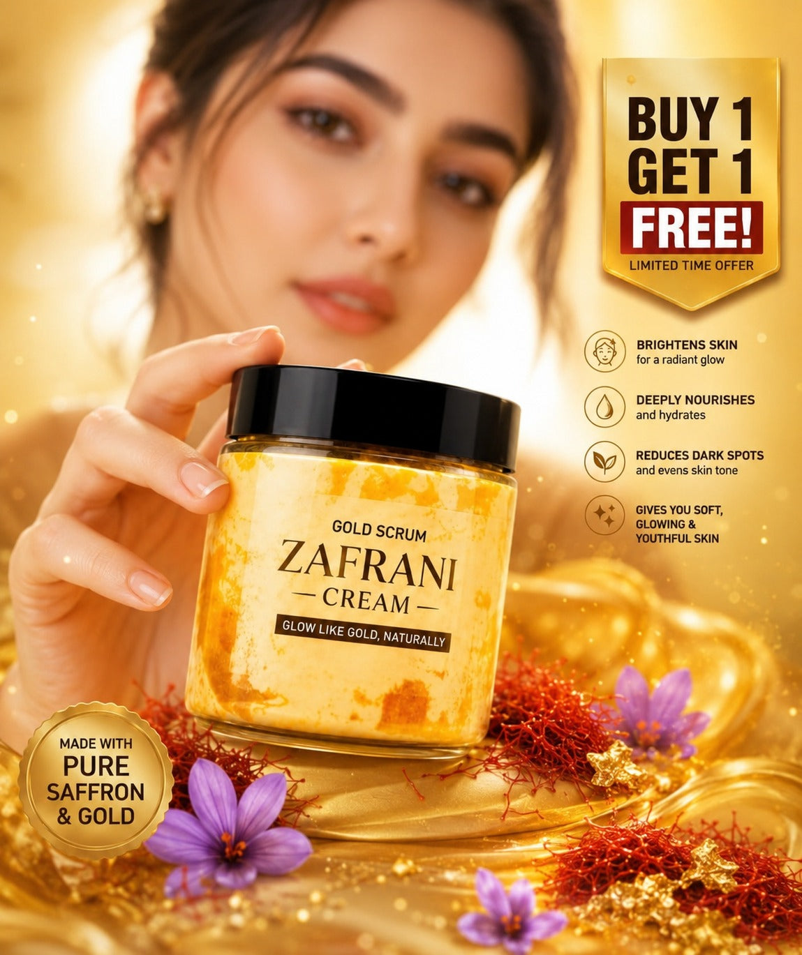 Zafrani Gold Scrub Cream ā Saffron & Gold Glow Cream