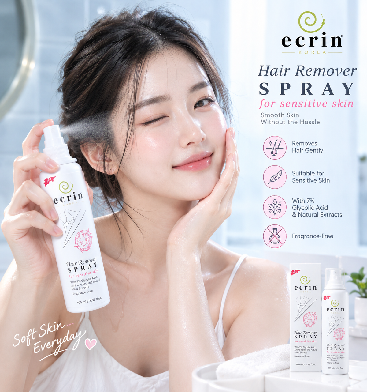Ecrin Hair Removal Foaming Spray for Men & Women